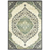 8' x 10' Ivory Navy and Green Oriental Power Loom Stain Resistant Area Rug