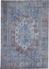 8' x 10' Blue Gray and Gold Floral Stain Resistant Area Rug