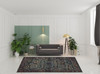 8' x 10' Blue and Purple Oriental Power Loom Stain Resistant Area Rug