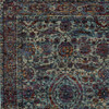 8' x 10' Blue and Purple Oriental Power Loom Stain Resistant Area Rug