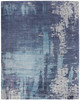 8' x 10' Blue and Ivory Abstract Hand Woven Area Rug