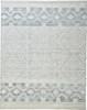 8' x 10' Ivory Blue and Gray Geometric Hand Knotted Area Rug