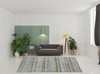 8' x 10' Blue Green Teal and Grey Abstract Power Loom Stain Resistant Area Rug
