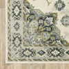 8' x 10' Ivory Blue Teal Grey & Olive Green Oriental Power Loom Stain Resistant Area Rug