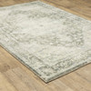 8' x 10' Grey Ivory and Blue Oriental Power Loom Stain Resistant Area Rug