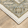 8' x 10' Stone Grey Ivory Green Brown Teal and Light Blue Oriental Power Loom Area Rug