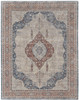 8' x 10' Gray Red and Blue Floral Power Loom Stain Resistant Area Rug