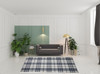 8' x 10' Ivory Blue and Black Abstract Hand Woven Stain Resistant Area Rug