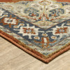 8' x 10' Rust Beige Teal Blue and Gold Oriental Power Loom Stain Resistant Area Rug