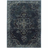 8' x 10' Blue and Brown Oriental Power Loom Stain Resistant Area Rug