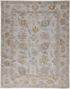 8' x 10' Ivory and Tan Floral Hand Knotted Stain Resistant Area Rug