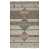 8' x 10' Grey Geometric Flat Weave Handmade Stain Resistant Area Rug with Fringe