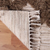 8' x 10' Sand and Taupe Wool Geometric Power Loom Stain Resistant Area Rug with Fringe