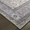 8' x 10' Ivory and Blue Oriental Power Loom Stain Resistant Area Rug