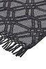 8' x 10' Black and Gray Wool Geometric Hand Woven Area Rug with Fringe