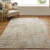 8' x 10' Tan and Ivory Abstract Power Loom Distressed Area Rug
