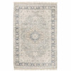 8' x 10' Beige and Grey Oriental Hand Loomed Stain Resistant Area Rug with Fringe