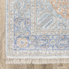 8' x 10' Blue and Red Oriental Hand Loomed Stain Resistant Area Rug with Fringe