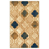 8' x 10' Cream Quatrefoil Power Loom Distressed Stain Resistant Area Rug