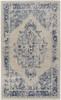 8' x 10' Ivory and Blue Floral Power Loom Distressed Area Rug
