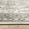 8' x 10' Ivory Grey Black and Ivory Oriental Power Loom Stain Resistant Area Rug