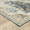 8' x 10' Blue Beige Rust Gold and Teal Oriental Power Loom Stain Resistant Area Rug