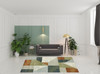 8' x 10' Grey Teal Blue Rust Green & Ivory Geometric Power Loom Stain Resistant Area Rug