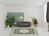 8' x 10' Teal Blue Ivory Green and Grey Oriental Power Loom Stain Resistant Area Rug
