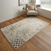 8' x 10' Ivory & Gray Abstract Power Loom Distressed Area Rug
