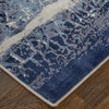 8' x 10' Ivory Blue and Black Abstract Power Loom Distressed Area Rug