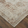 8' x 10' Tan Ivory and Orange Floral Power Loom Distressed Area Rug with Fringe