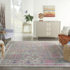 8' x 10' Pink and Gray Abstract Power Loom Area Rug