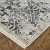 8' x 10' Ivory Gray and Taupe Abstract Power Loom Distressed Area Rug with Fringe