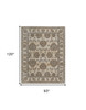 8' x 10' Tan Ivory and Brown Power Loom Area Rug