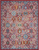 8' x 10' Red and Ivory Damask Power Loom Area Rug