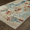 8' x 10' Beige and Blue Abstract Power Loom Stain Resistant Area Rug