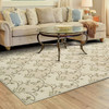 8' x 10' Beige Green and Brown Floral Vines Stain Resistant Area Rug
