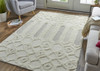 8' x 10' Ivory Taupe and Tan Wool Geometric Tufted Handmade Stain Resistant Area Rug