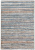8' x 10' Ivory Blue and Orange Striped Power Loom Stain Resistant Area Rug