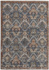 8' x 10' Blue Orange and Ivory Floral Power Loom Area Rug with Fringe