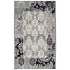 8' x 10' Black and Gray Damask Power Loom Distressed Stain Resistant Area Rug