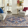 8' x 10' Blue and Ivory Power Loom Area Rug