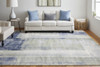 8' x 10' Blue Green and Ivory Abstract Power Loom Distressed Area Rug