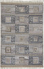 8' x 10' Gray Taupe and Tan Geometric Hand Woven Stain Resistant Area Rug with Fringe
