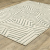 8' x 10' Beige Grey and Light Blue Geometric Power Loom Stain Resistant Area Rug