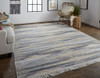 8' x 10' Gray Tan and Silver Abstract Hand Woven Stain Resistant Area Rug with Fringe