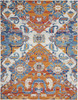 8' x 10' Orange and Ivory Floral Power Loom Area Rug