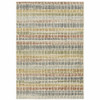 8' x 10' Ivory Blue Green Red and Gold Geometric Power Loom Stain Resistant Area Rug