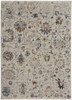 8' x 10' Ivory Orange & Blue Floral Power Loom Distressed Area Rug with Fringe