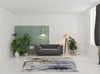 8' x 10' Blue Orange and Ivory Abstract Power Loom Area Rug